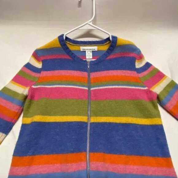 Jones New York Sport Full Zip Cardigan Women's Small Colorful Stripes Wool EUC - Picture 11 of 11